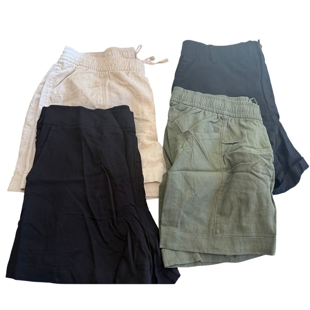 Lot of 4 Old Navy Womens Linen Blend Shorts L High Rise Casual Comfy Coastal NEW